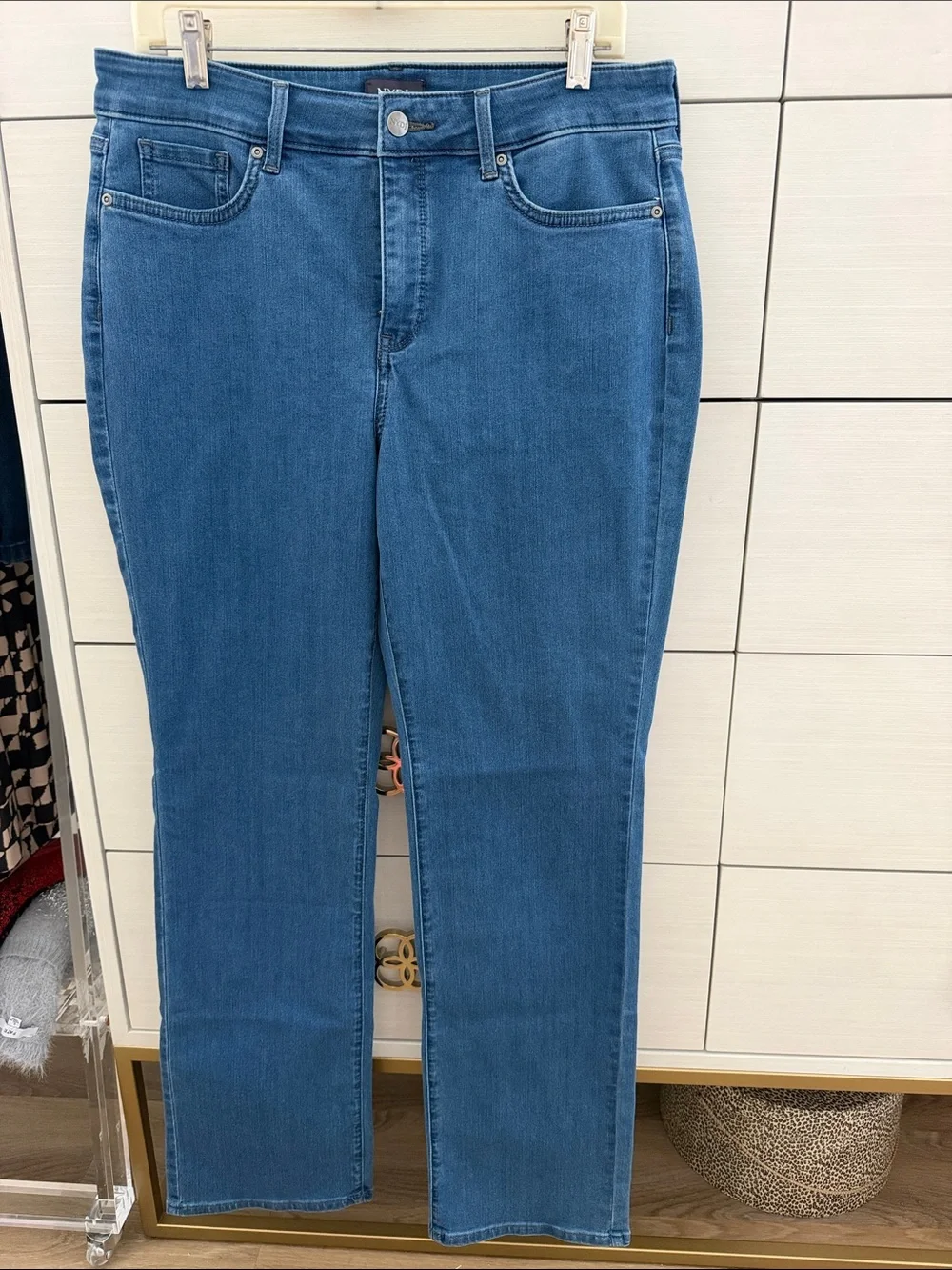 NYDJ Marilyn Straight Leg Jeans in Medium Blue (LiftXTuck Technology)